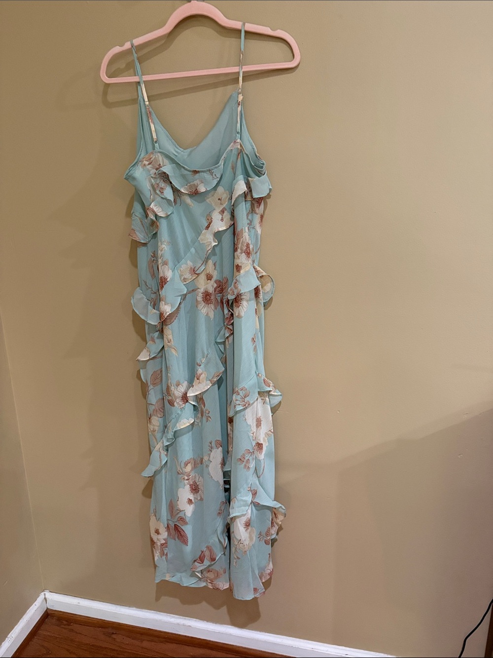 a new day Mint Blue Floral Ruffle Maxi Dress - Picture 2 of 7